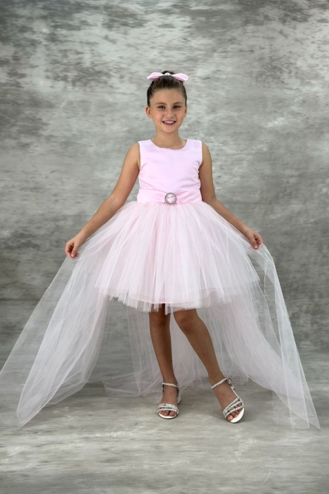 Детска официална рокля, розов цвят