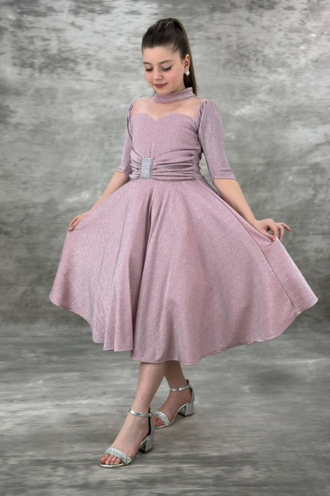 Детска официална рокля, тъмно лилав цвят 