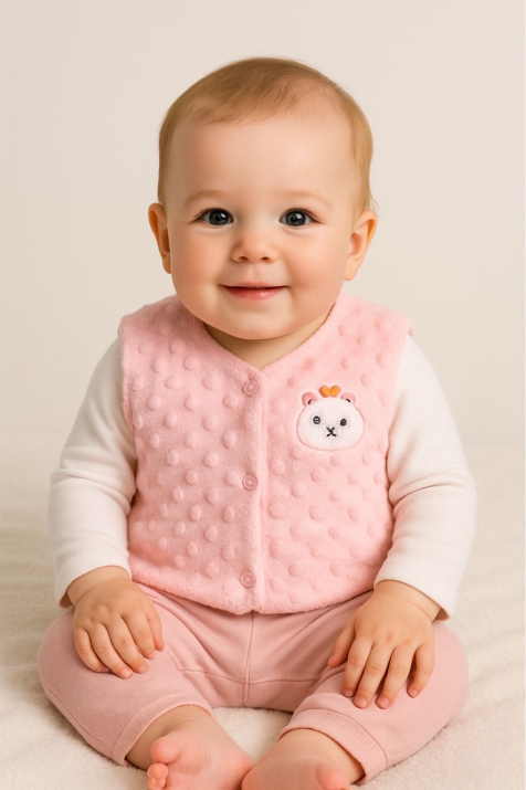 Бебешки елек за момиче, розов цвят