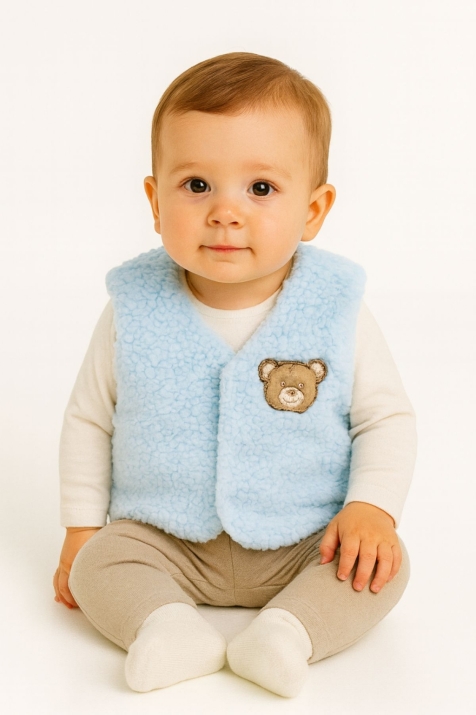 Бебешки елек за момче, син цвят