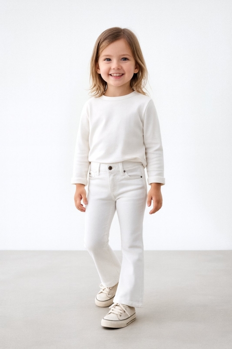 Детски панталон за момиче, бял цвят