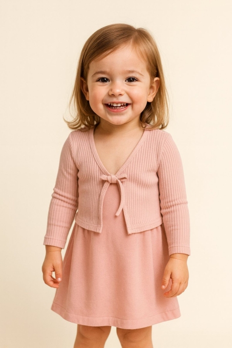 Детска жилетка момиче рипс, розов цвят