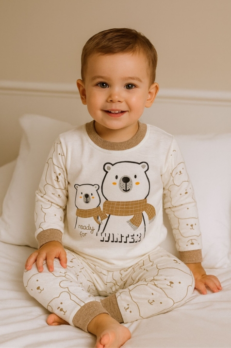 Бебешка пижама за момче, бежов цвят