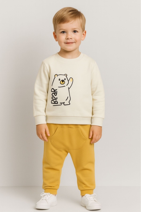 Детски комплект за момче с дълъг ръкав, жълт цвят