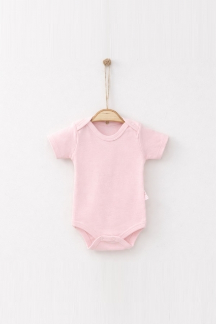 Бебешко боди с къс ръкав, розов цвят