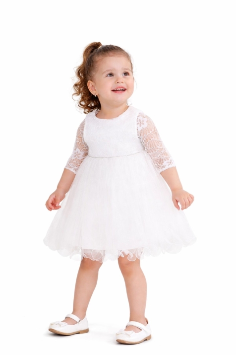 Детска официална рокля, бял цвят