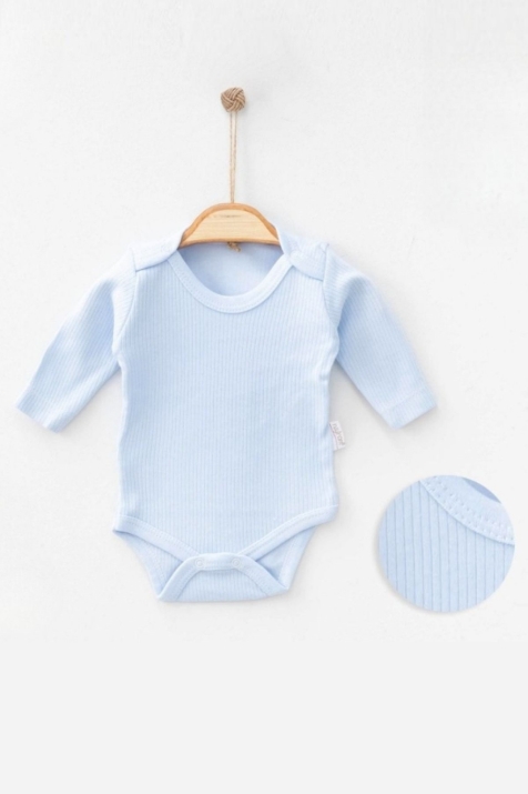Бебешко боди рипс за момче с къс ръкав, син цвят