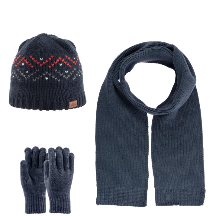 Детски комплект шапка, шал и ръкавици,син цвят