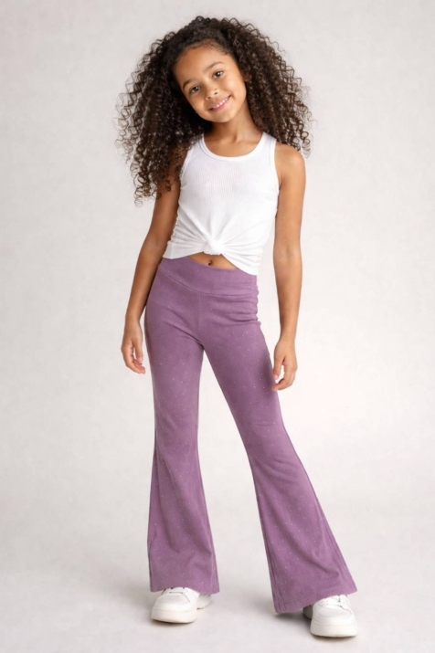 Детски спортен панталон за момиче, лилав цвят  