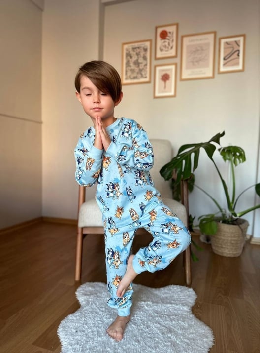Детска пижама за момче с дълъг ръкав Bluey,в син цвят