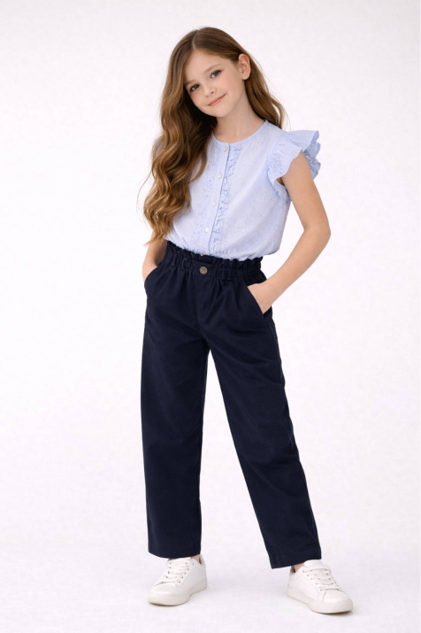 Детски панталон за момиче, тъмно син цвят