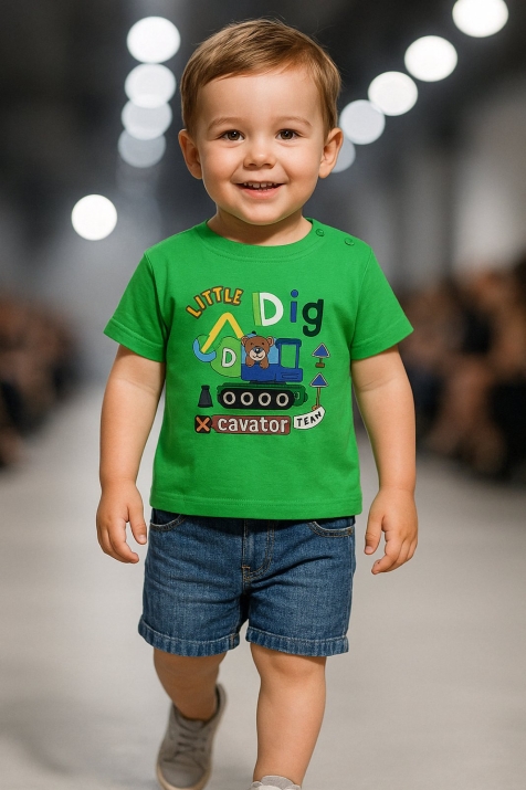 Детска тениска за момче, зелен цвят