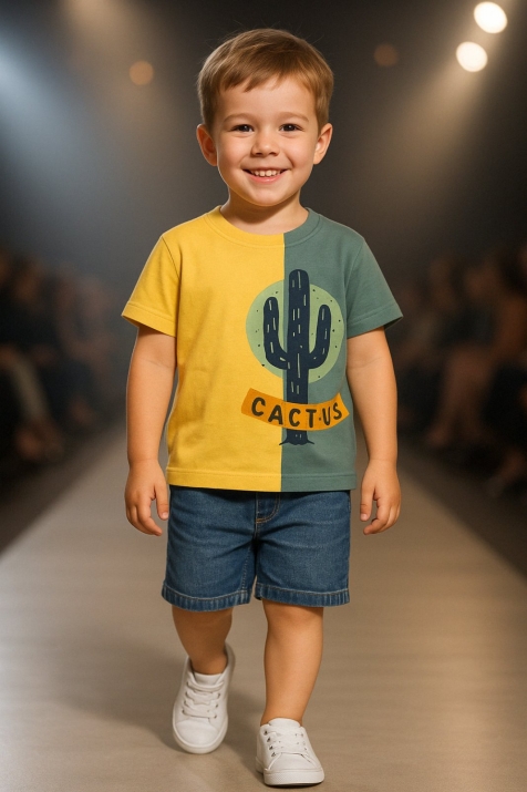 Детска тениска за момче, жълт цвят