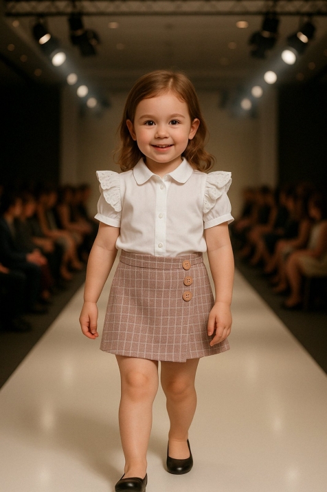 Детска пола-панталонки, розов цвят