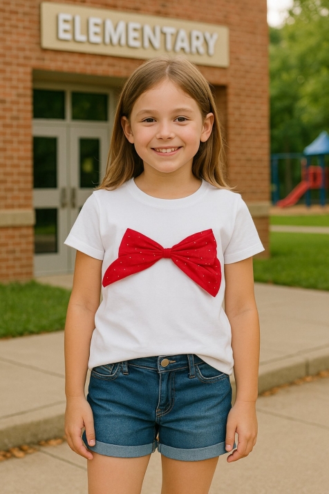 Детска тениска за момиче, бял цвят  