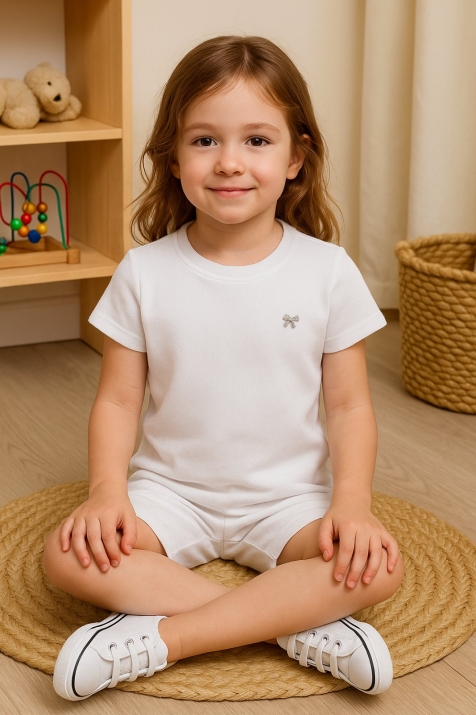 Детска тениска за момиче, бял цвят