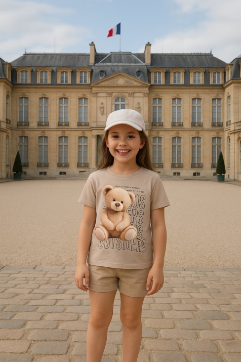 Детска тениска за момиче, бежов цвят