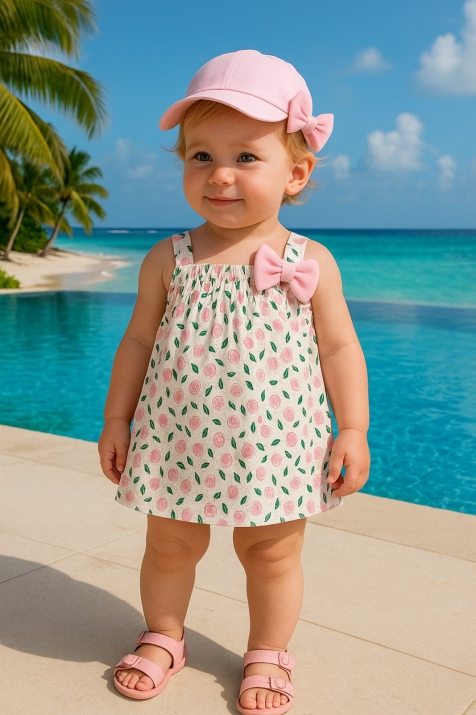 Детски комплект за момиче от 3 части, розов цвят