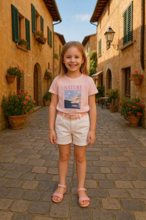 Детска тениска момиче, розов цвят