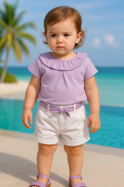 Детска тениска момиче, лилав цвят