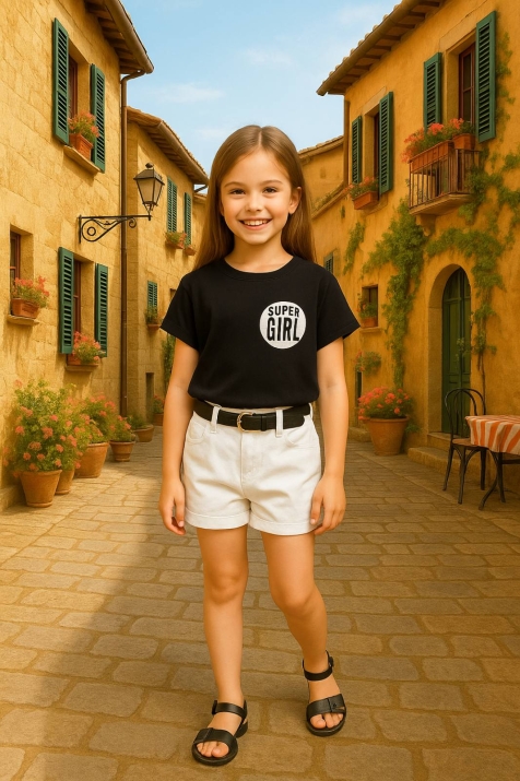 Детска тениска момиче, черен цвят