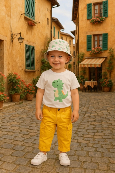 Детски панталон момче, жълт цвят