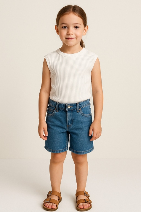 Детска тениска момиче, цвят екрю