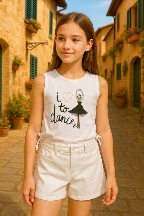 Детски потник момиче, бял цвят