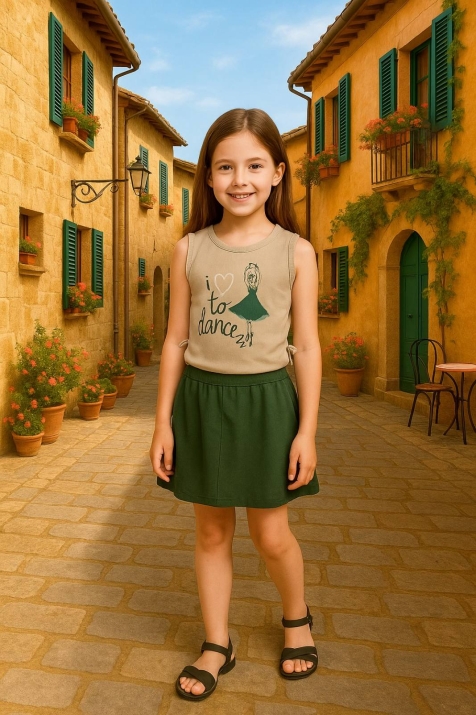 Детски потник момиче, бежов цвят