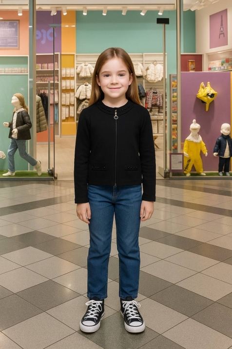 Детска жилетка момиче, тъмно син цвят