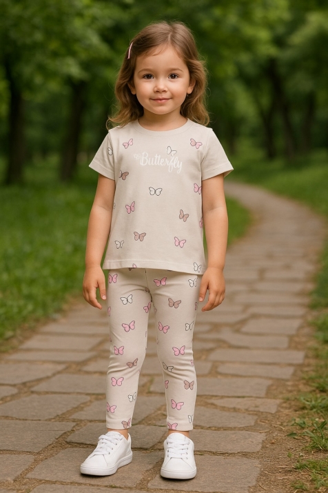 Детска тениска за момиче, бежов цвят 