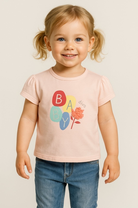 Детска тениска момиче, розов цвят