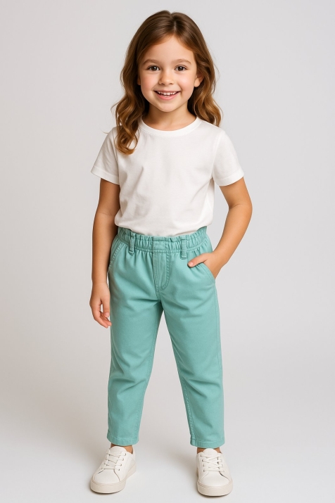 Детски панталон за момиче, зелен цвят
