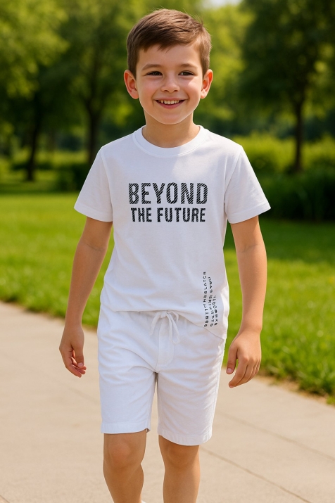 Детска тениска за момче, бял цвят