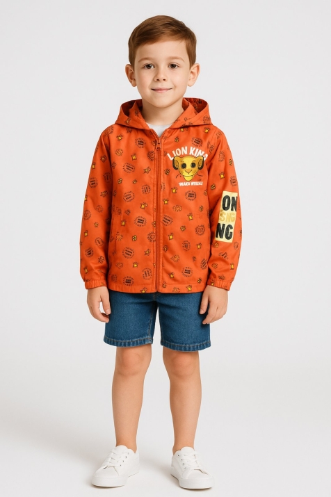 Детско яке момче Цар Лъв, оранжев цвят
