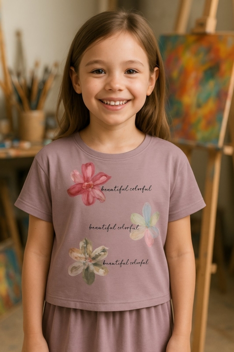Детска тениска за момиче, лилав цвят