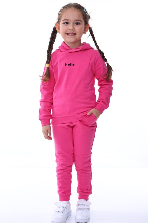 Детски комплект за момиче с дълъг ръкав, цикламен цвят