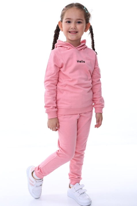 Детски комплект за момиче с дълъг ръкав, розов цвят