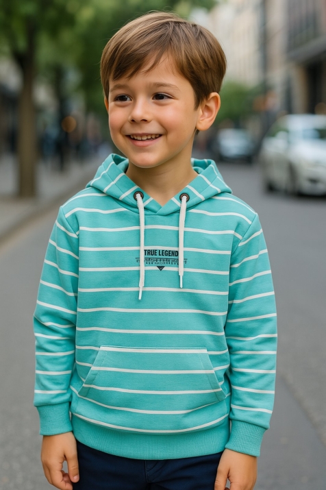 Детски суитшърт момче, цвят тюркоаз
