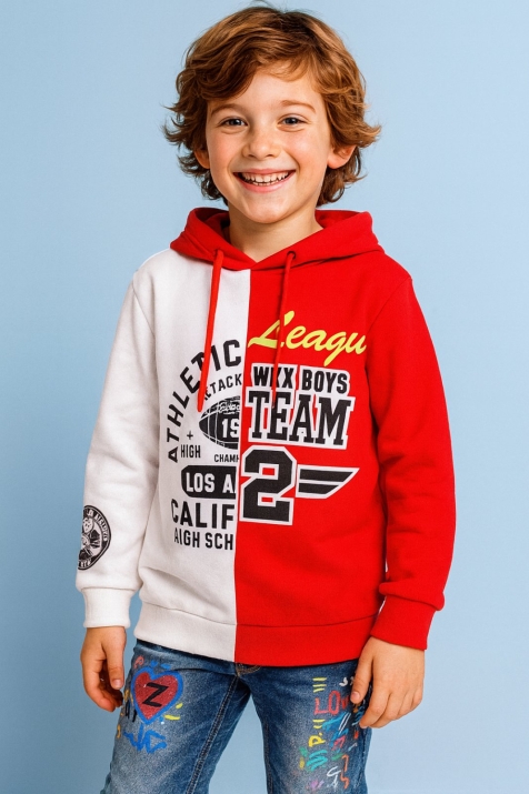 Детски суитшърт момче Hoodie, червен цвят