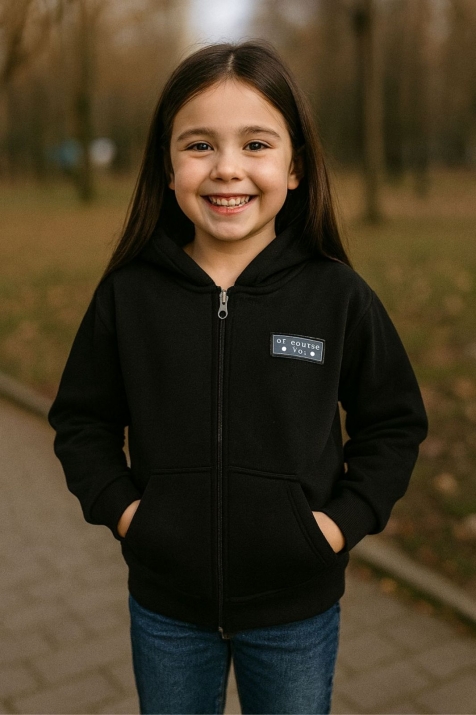 Детски суитшърт за момиче вата, черен цвят