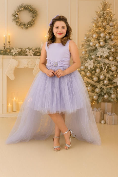 Детска официална рокля, лилав цвят 