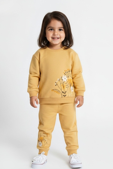 Бебешки комплект за момиче с дълъг ръкав, жълт цвят