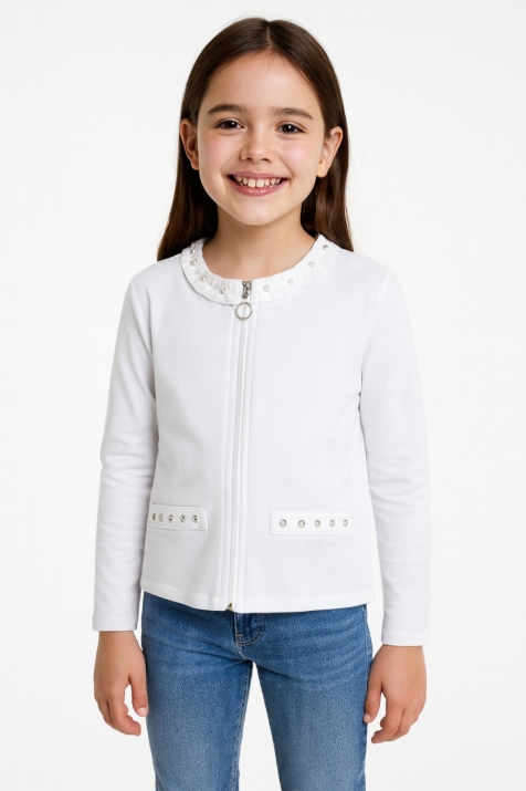 Детска жилетка момиче, бял цвят