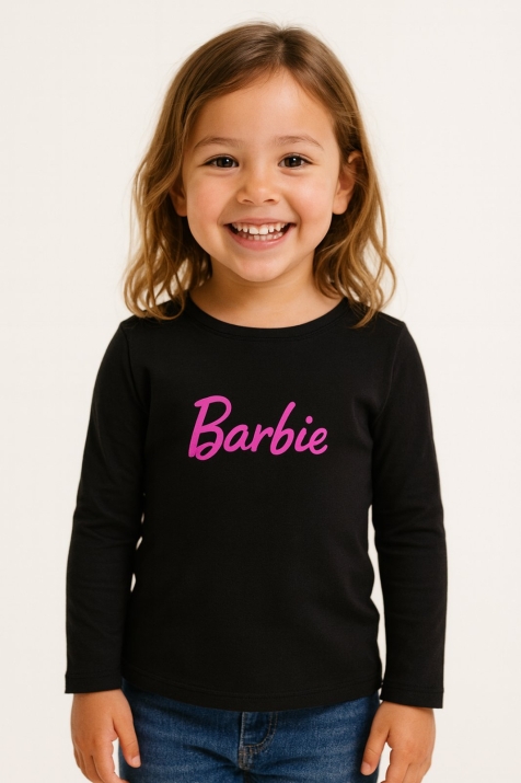 Детска блуза момиче дълъг ръкав Barbie,черен цвят