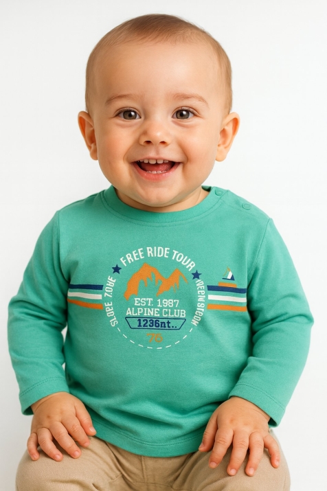 Детска блуза момче дълъг ръкав,зелен цвят