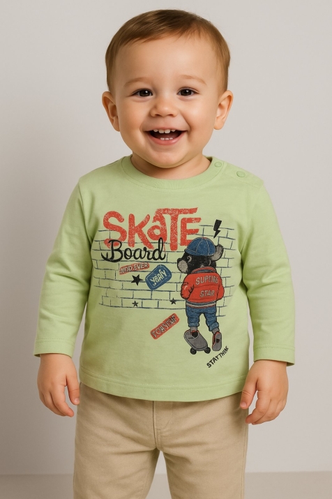 Детска блуза момче с дълъг ръкав,зелен цвят