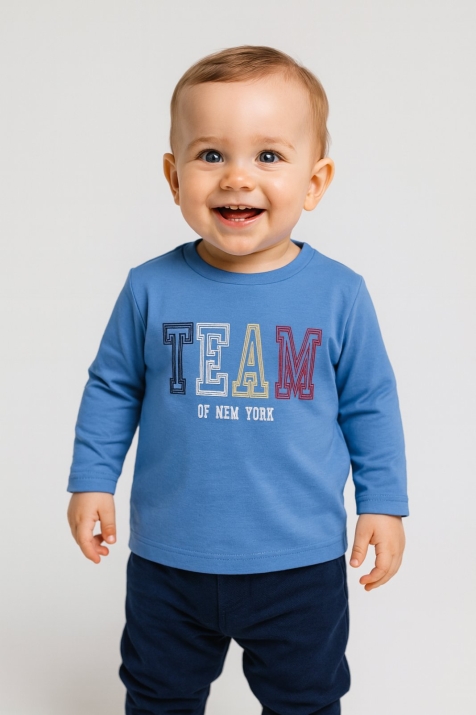 Детска блуза момче дълъг ръкав,син  цвят