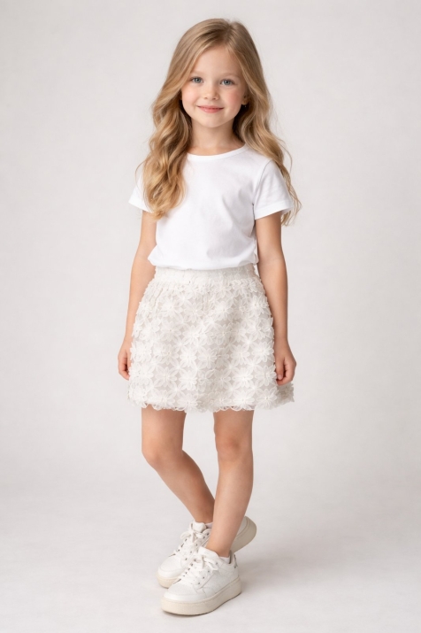 Детска пола, цвят екрю 