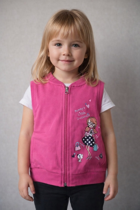 Детски елек момиче, цикламен цвят